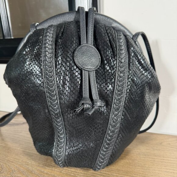 Black Snakeskin-Embossed Shoulder Bag — NWOT - Picture 1 of 12